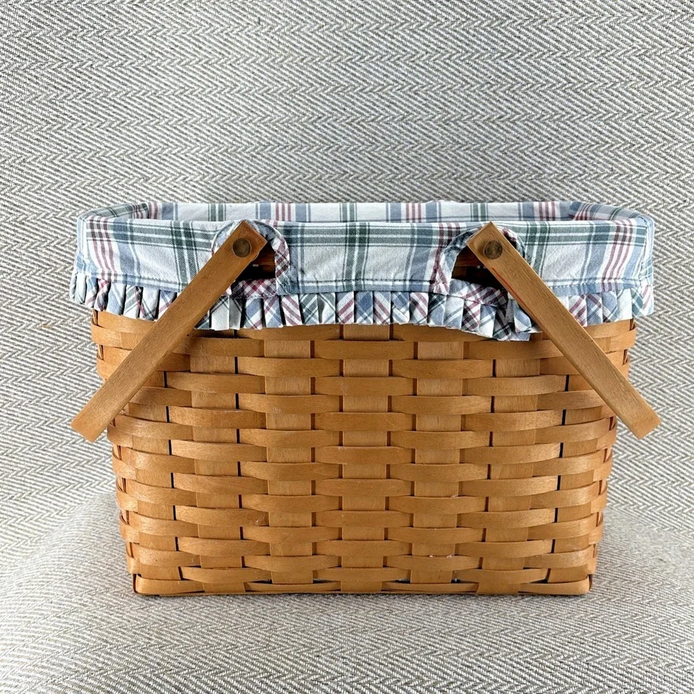 1997 Longaberger Classic Stain Magazine Basket & Liner Tie On 500 Club